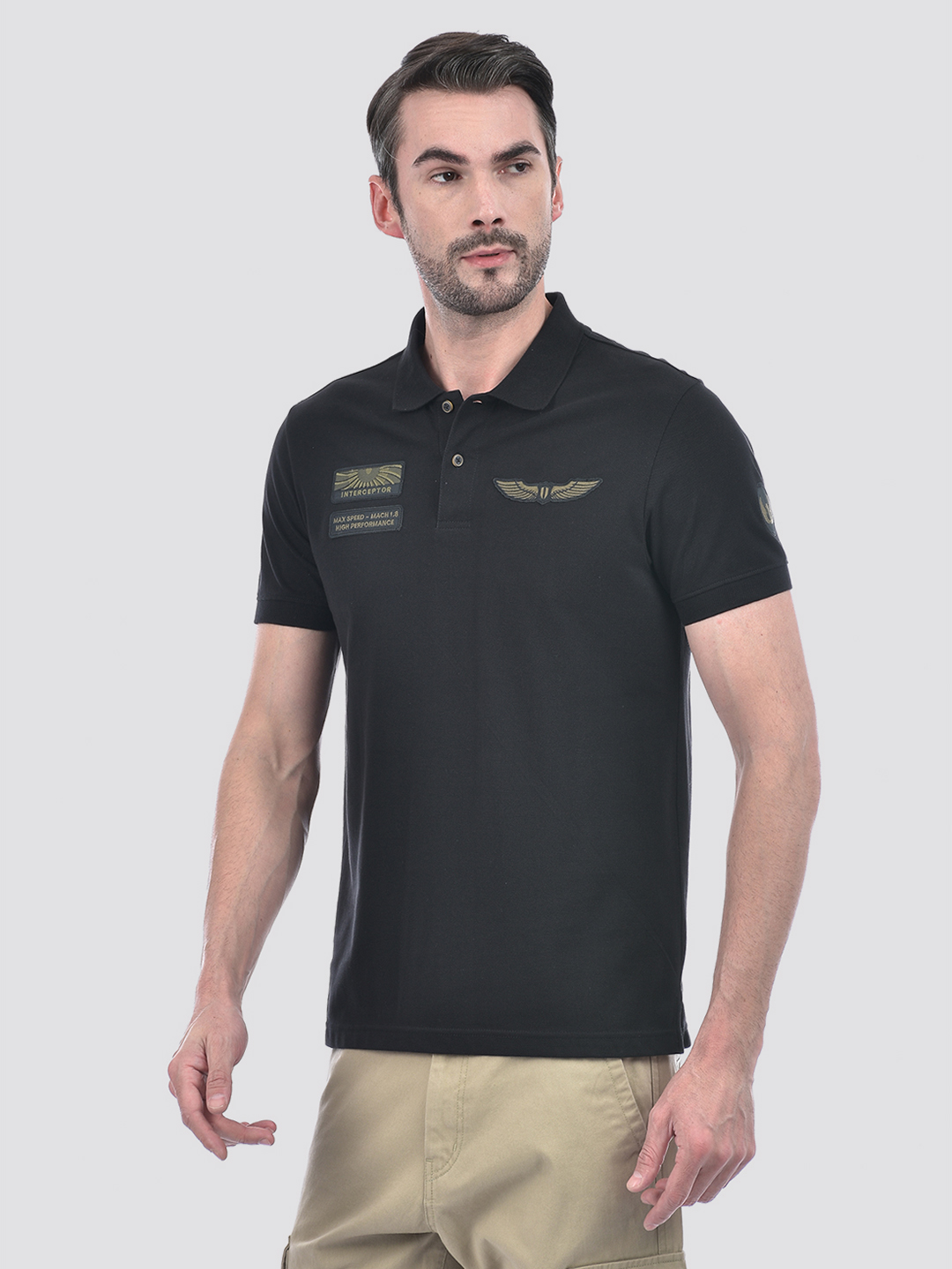 Numero Uno Men Applique Black T-Shirt